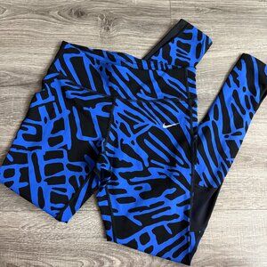 Nike Dri-Fit Palm Epic Lux Ankle Yoga Tights Blue Black Size M